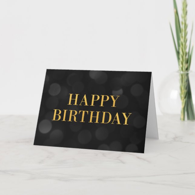 Carte Chic Dark Bokeh Lights Faux Gold Joyeux anniversai (Devant)
