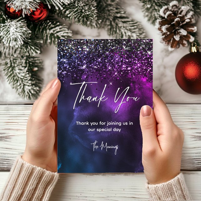 Carte Chic élégant marbre bleu violet art merci (Créateur téléchargé)