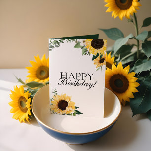 Carte Chic Fleur sauvage Sunflower Jaune Joyeux annivers