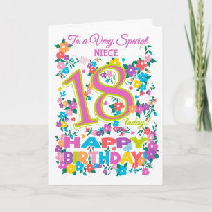 Carte Chic Floral 18ème anniversaire pour la nièce