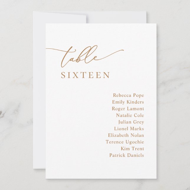 Carte Chic Gold Minimalist Mariage de siège (Devant)