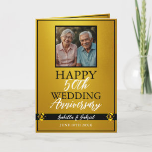 Carte Chic Gold Parents Photo 50th Anniversary