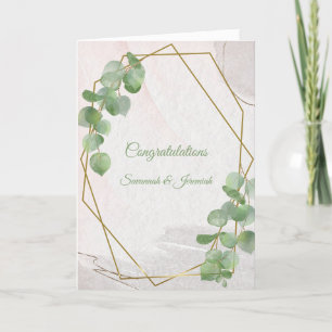 Carte Chic Green Gold Greenery Félicitations Mariage