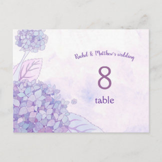 Carte Chic Hydrangeas Mariage Numéro de table