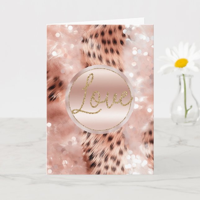 Carte Chic Joli Rose Gold Leopard (Petite plante)