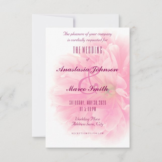 Carte Chic Mariage Fleur de pivoine de fleurs flor (Devant)