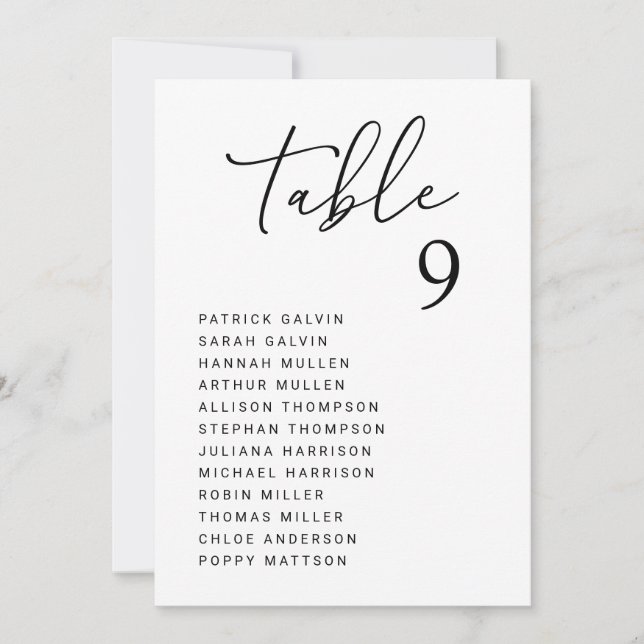 Carte Chic Mariage Table de siège Carte graphique (Devant)