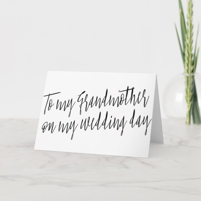 Carte Chic moderne "À ma grand-mère mon jour de mariage" (Devant)