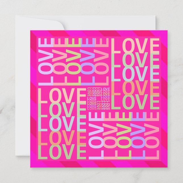 Carte Chic Moderne Pastel Couleur "AMOUR" Typographie Ar (Devant)