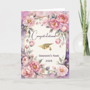Carte Chic Peony rose Oval Frame Graduation