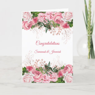 Carte Chic Pink Floral Félicitations Mariage