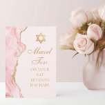 Carte Chic Pink Gold Custom Bat mitzvah Mazel Tov<br><div class="desc">Le rose et or chic agate orne le côté de cette carte de félicitations Bat mitzvah moderne. Mazel Tov ! Customisez-le sous l'Etoile de David. Une jolie carte de voeux pour une famille juive chic et élégante célébrant une fille appelée à la Torah.</div>