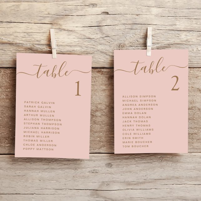 Carte Chic Pink Gold Script Mariage de tableau de  (Créateur téléchargé)