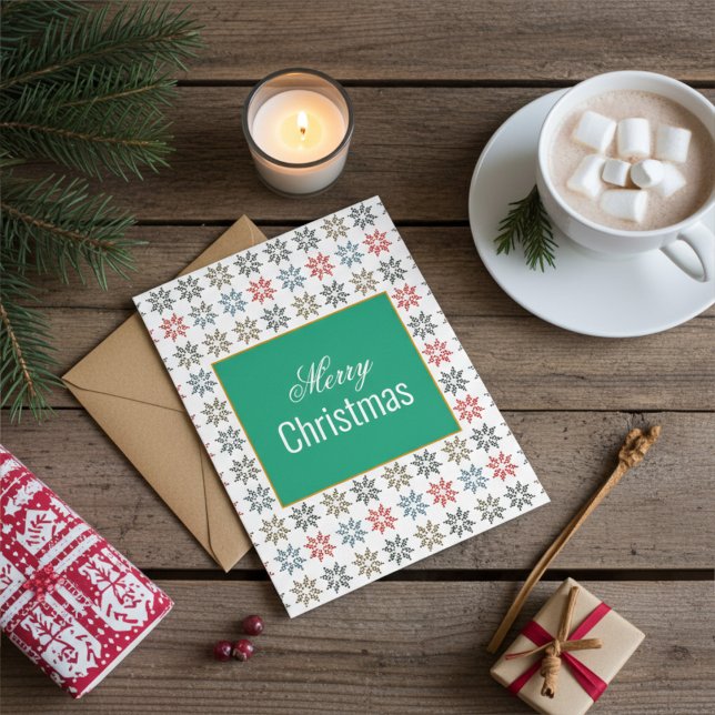 Carte Chic Poinsettias coloré Motif, Noël élégant (Créateur téléchargé)