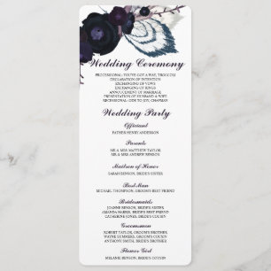 Carte Chic Purple Floral Winter Wedding Program Ca