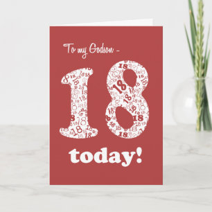 Carte Chic Red, Blanc 18e anniversaire pour Godson