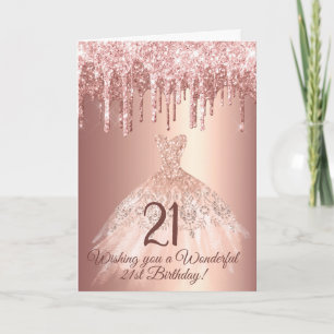 Carte Chic Rose Gold Pailletés Anniversaire