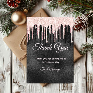 Carte Chic rose rougir parties scintillant noire goutte