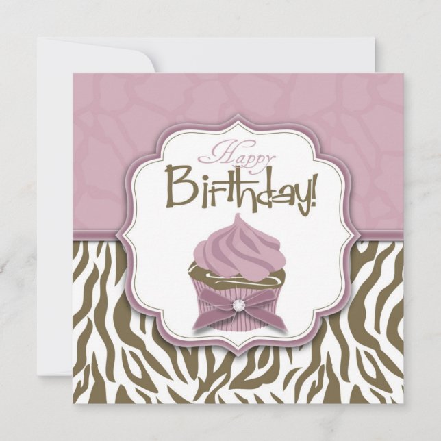 Carte Chic Safari & Cupcake Anniversaire (Devant)