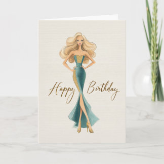 Carte Chic Télè Or Élégante Fashionista Anniversaire