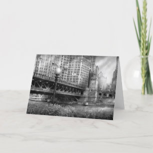 Carte Chicago, IL - DuSable Bridge en 1920 - BW