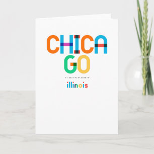 Carte Chicago Illinois Mid Century, Pop Art,
