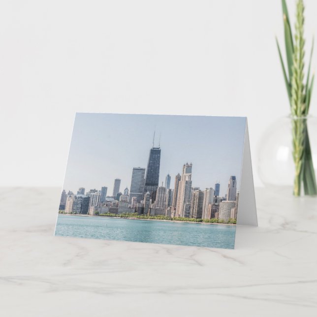 Carte Chicago Skyline Avec Le Lac Michigan (Devant)
