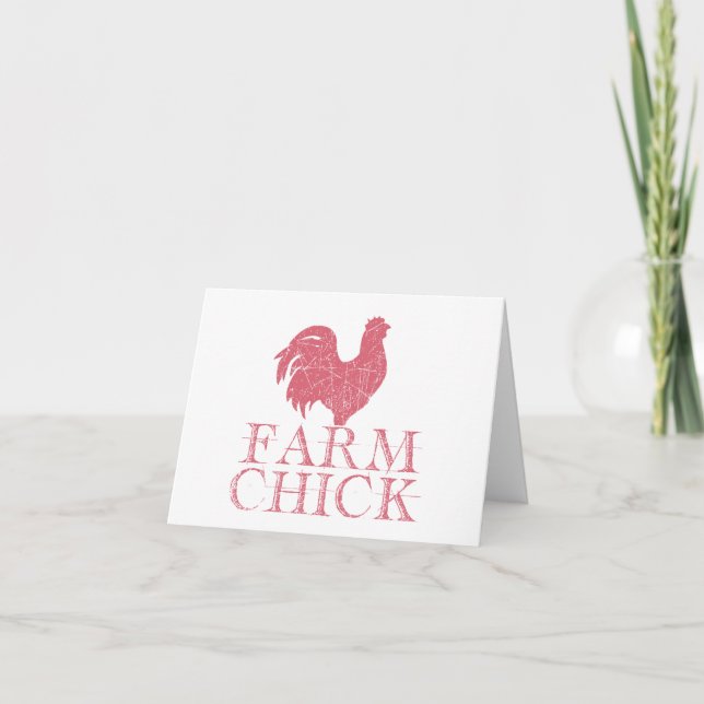 Carte Chick de la ferme rouge avec le coq BLANC (Devant)