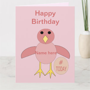 Carte Chick fille rose personnalisée