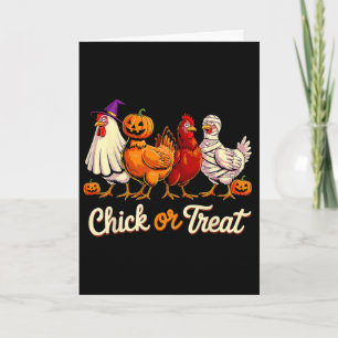 Carte Chick Or Treat Halloween Sorcière Poulet Drôle Épo
