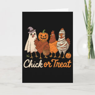 Carte Chick Or Treat Sorcière Halloween Poulet Effrayant