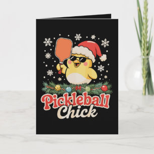 Carte Chick Pickleball Casquette de Père Noël Lunettes d
