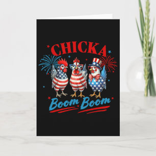 Carte Chicka Boom Boom drôle de poulet patriotique 4 jui