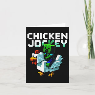 Carte Chicken Drôle Jockey Zombie Pixel Art Gamer Chemis