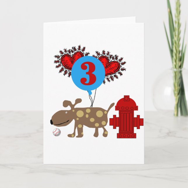 Carte Chien 3e anniversaire Tshirts et cadeaux (Devant)