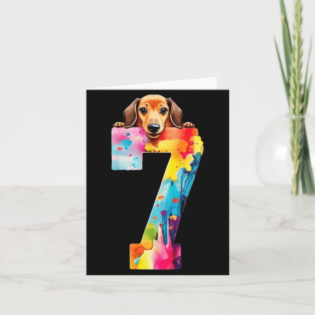 Carte Chien 7 Ans Dachshund Anniversaire (Devant)