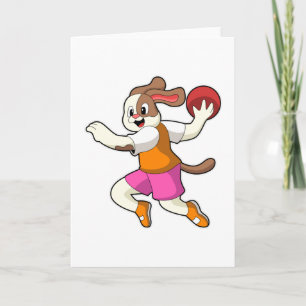 Carte Chien à Handball joueur avec Handball