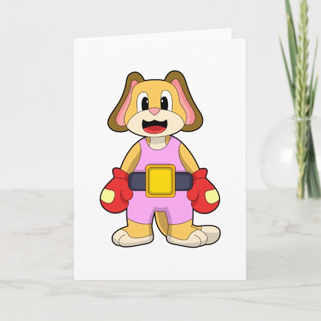 Carte Chien à la boxe avec des gants de boxe (Devant)