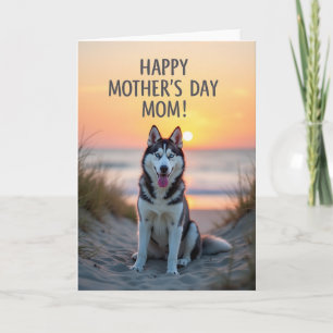 Carte Chien à Motif Rayé de Coucher de Soleil