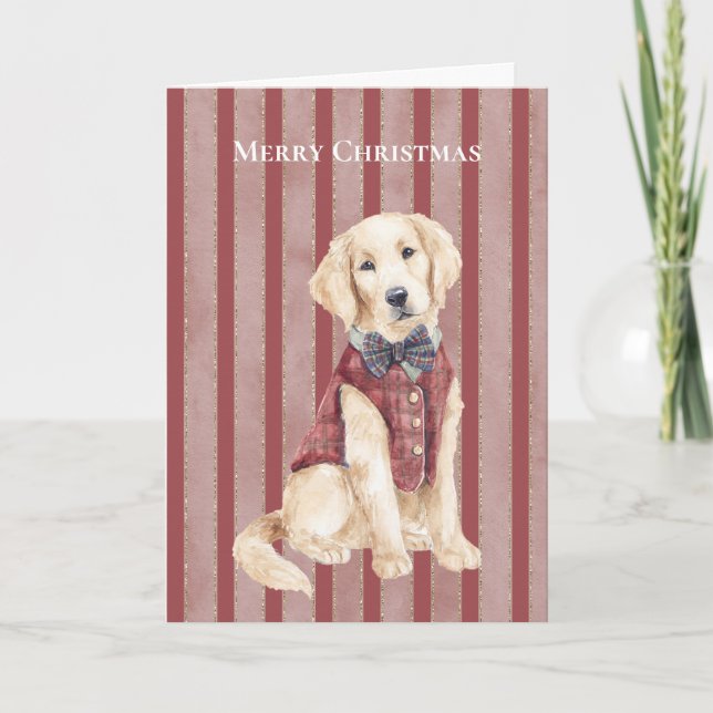 Carte Chien à rayures rouges de Noël   (Devant)