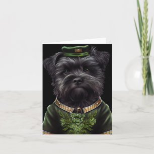 Carte Chien Affenpinscher en robe de la Saint-Patrick