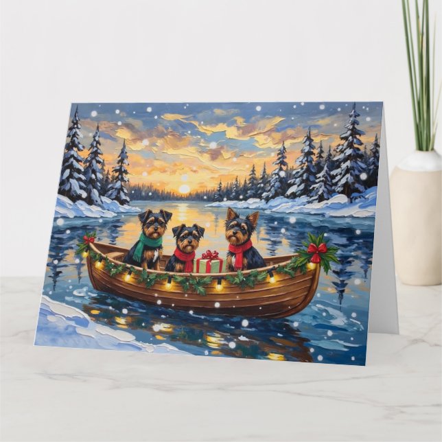 Carte Chien Affenpinscher Noël Bateau Fêtes (Devant)