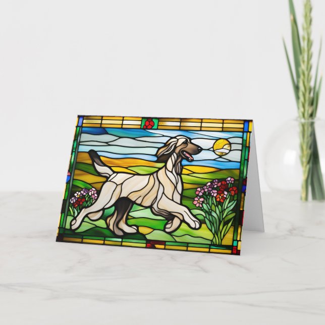 Carte Chien Afghan doux Verre teinté (Devant)