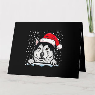Carte Chien Alaskan Malamute Chien Noël Santa Hat Match