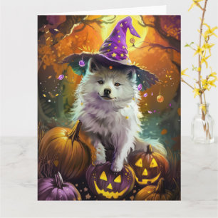 Carte Chien américain eskimo effrayant sorcière d'Hallow
