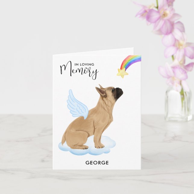 Carte Chien ange Bulldog français Perte d'animal de comp (Orchidée)