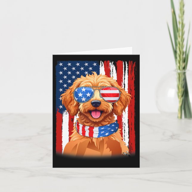 Carte Chien Apoo Drapeau Américain Hommes Femmes 4 Juill (Devant)