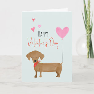 Carte Chien Aquarelle Dachshund Valentines