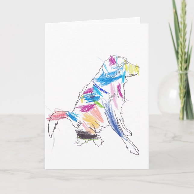 Carte Chien Arc-en-ciel Joyeuse Fête des Pères ! (Devant)