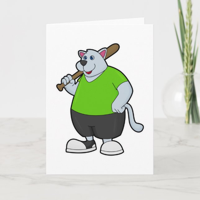 Carte Chien au baseball avec batte de baseball (Devant)